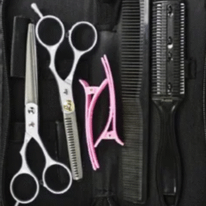 Combo C/ Pente Fino E Pente Longo Tesouras Barbearia Profis.